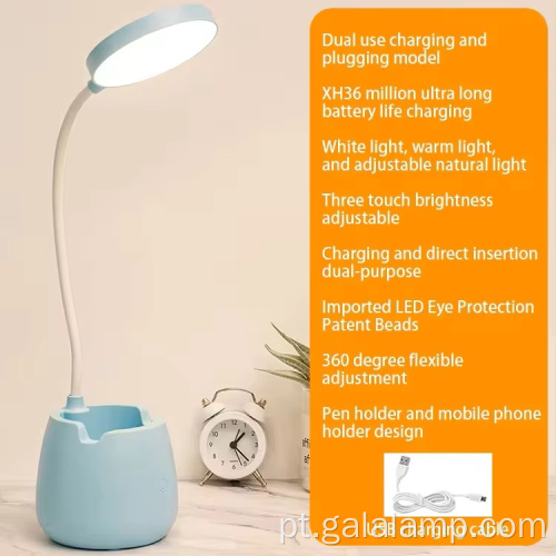 Lâmpada de mesa LED com porta de carregamento USB